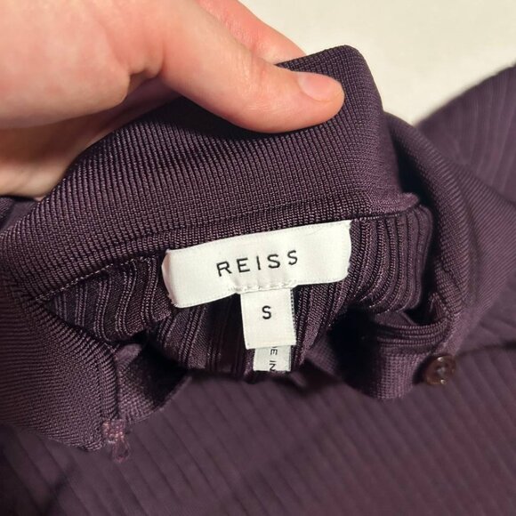 Reiss Ronnie Collared Knitted Bodycon Dress, Purple - Size S - Picture 2 of 12